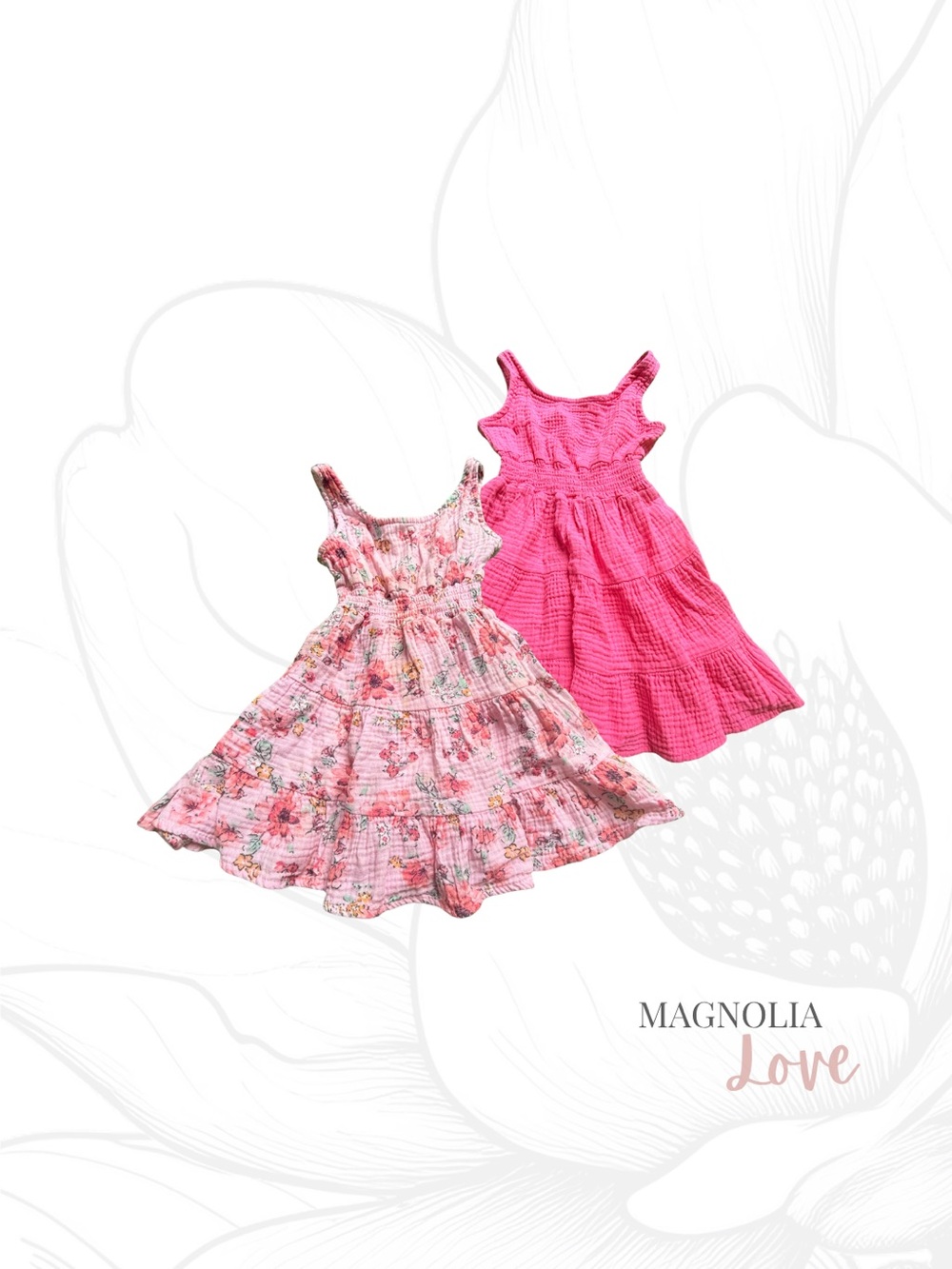 ✨ BearPaw Pink Sundress Dress Set Bright Hot Pink Light Pink Sundress 3T